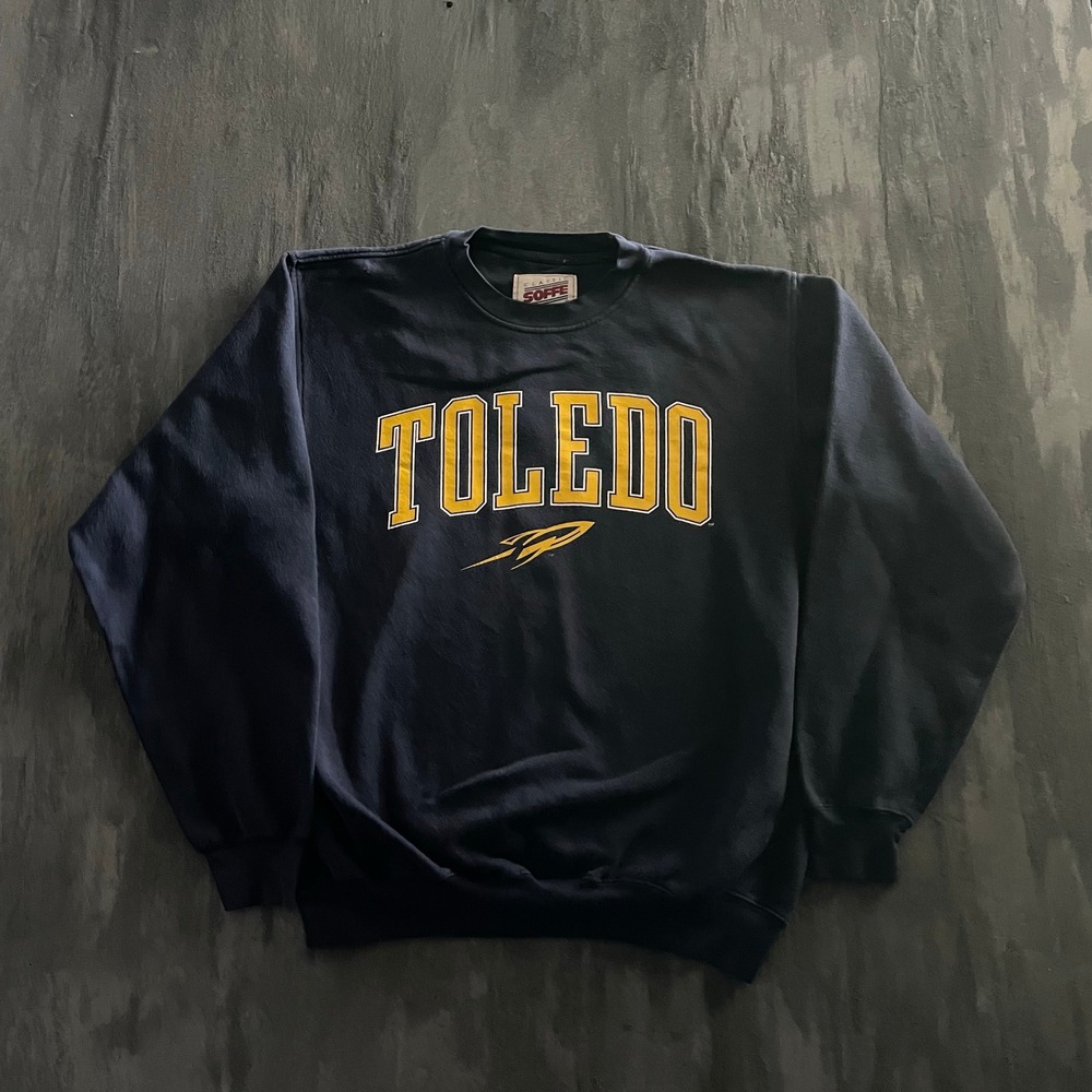 Vintage Toledo Rockets Graphic Sweatshirt Mens L Navy Blue 1990s Soffe